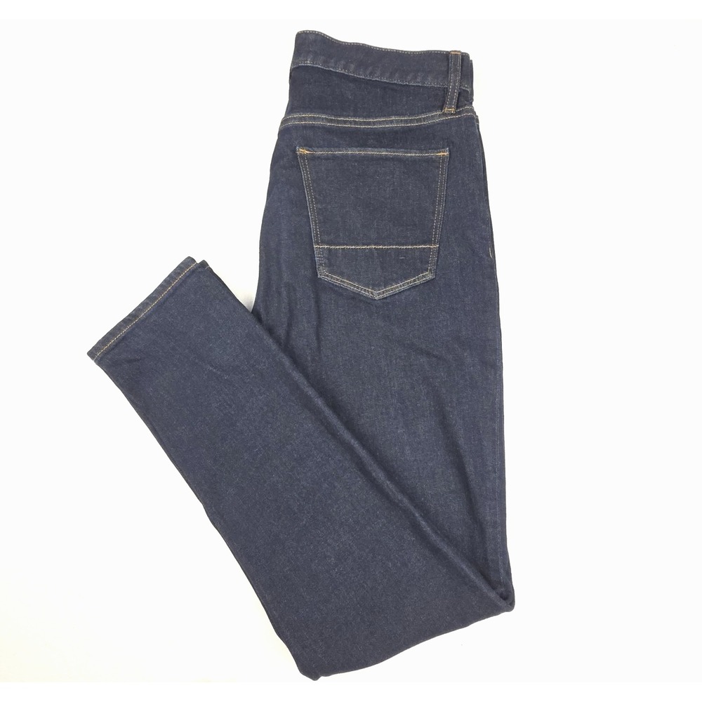 Banana Republic Mens Travel Jeans 33x34 (32") Slim Straight Fit Denim Dark Blue